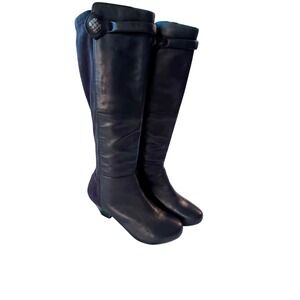 Dansko Womens Black Leather Stretch Back Knee High Boots Block Heel Size 37